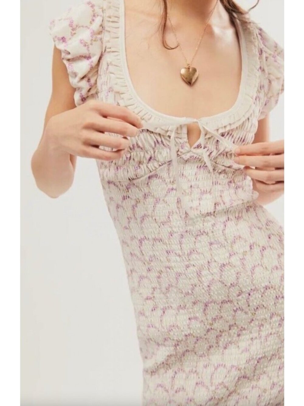 Free People Mckenna Velvet Midi Dress In Ivory ComboSize Small